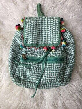 Buckhead Betties Durry Houndstooth Backpack | Green & White